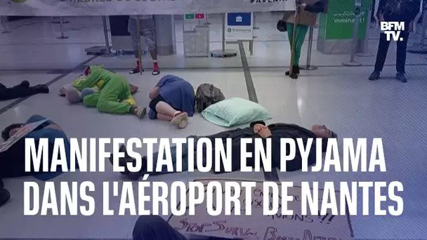 Des manifestants en pyjama pour dénoncer les nuisances sonores près de l’aéroport de Nantes