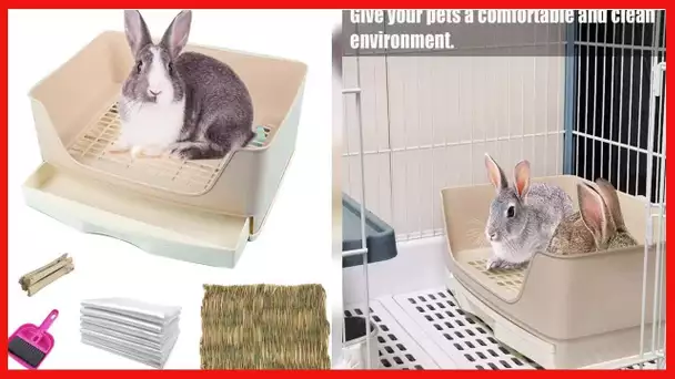 kathson Large Rabbit Litter Box with Drawer, Pet Toilet Potty Trainer Corner Toilet Bigger Pet Pan