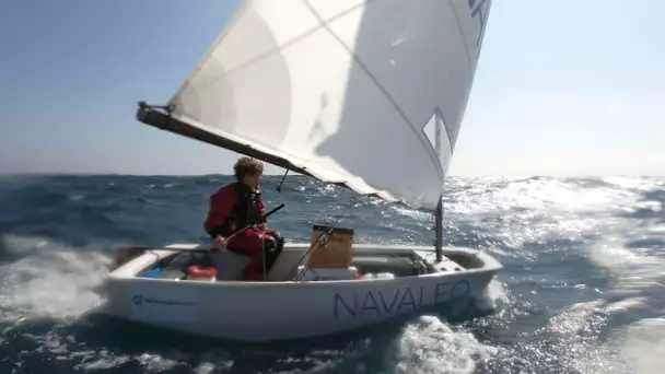 Tom Goron pendant sa traversée de la Manche