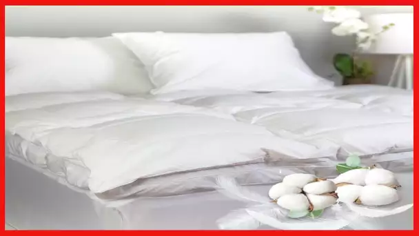 Allied Home Feather Bed Mattress Topper - 300 TC Cotton Shell White Down Hotel Mattress Topper
