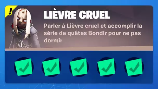 TERMINER LES QUETES LIEVRE CRUEL "CARTES A REMPLIR" SUR FORTNITE (FORTNITE DEFI SAISON 8)