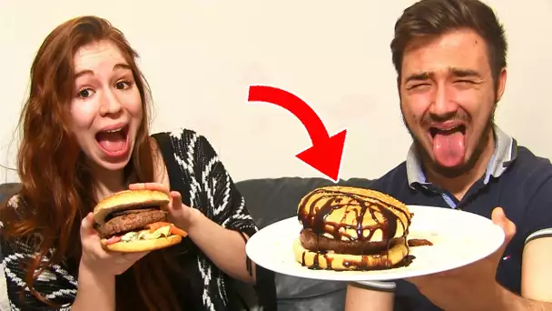 HAMBURGER XXL CHALLENGE en COUPLE !! Un BURGER POURRI A LA MORUE !