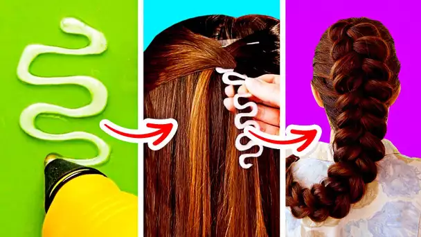 ASTUCES POUR LES CHEVEUX || ACCESSOIRES DIY POUR LES CHEVEUX, COIFFURES RAPIDES