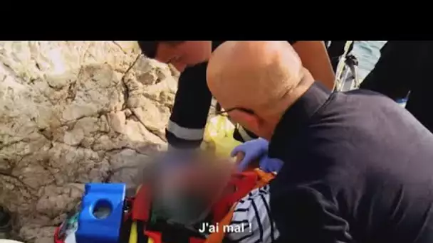 Évacuation d'un mec bourré qui a chuté sur les rochers de Marseille