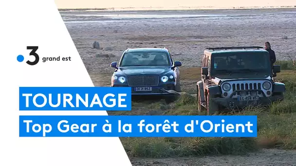 Top Gear France en tournage au lac de la forêt d'Orient dans l'Aube avec Claude de Koh Lanta