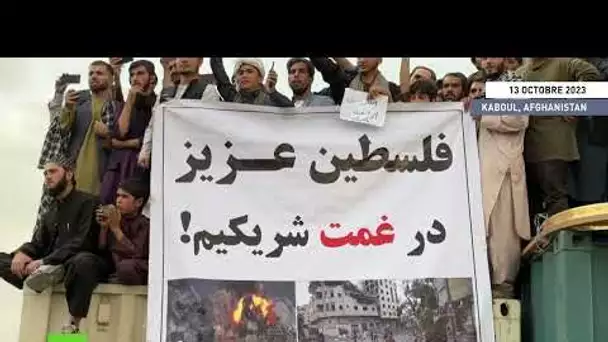 Des manifestants brûlent des drapeaux israéliens à Kaboul lors d'un rassemblement pro-palestinien