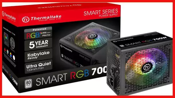 Thermaltake Smart RGB 700W 80+ 256-Color RGB Fan ATX 12V 2.3 Kaby Lake Ready Power Supply 5 Yr