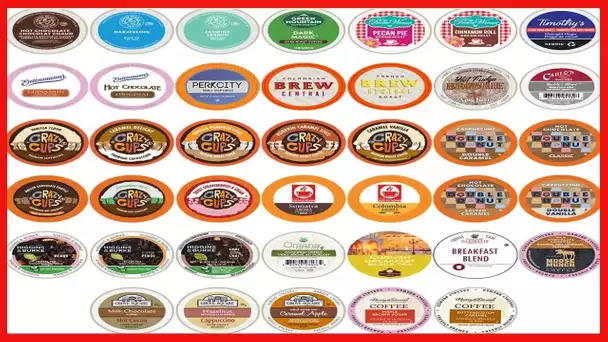 Perfect Samplers Coffee, Tea, Cider,Cappuccino For Keurig K Cups Brewers, Mix 40 Count