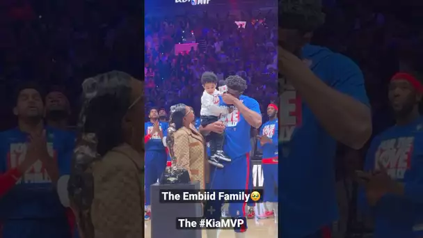 Joel Embiid Overcome With Emotion As He Receives The #KiaMVP Trophy! 🏆🔥| #Shorts