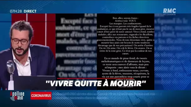 "Vivre quitte à mourir": Nicolas Bedos suscite la polémique avec une tribune sur le Covid-19