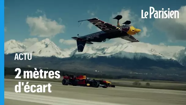 La cascade incroyable d’un avion surplombant une F1 Red Bull