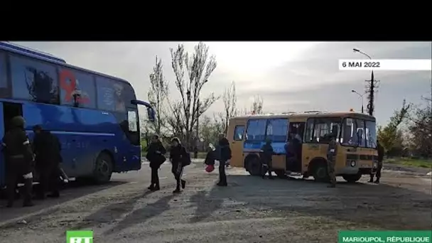 Des civils évacués d’Azovstal à Marioupol