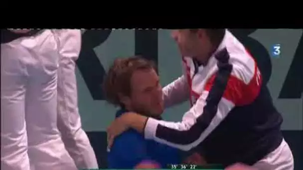 La joie des Français après leur victoire face à la Belgique en finale de Coupe Davis