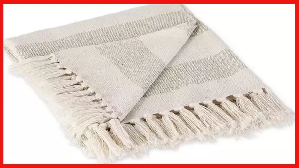 DII Rustic Farmhouse Cotton Cabana Striped Blanket Throw with Fringe, 50 x 60 -
