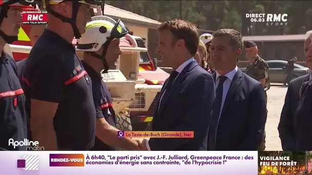 Emmanuel Macron s'est rendu sur le front des incendies pour rencontrer les pompiers mercredi