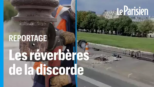 Déracinés et couchés au sol, qu'est-il arrivé aux réverbères de l'Esplanade des Invalides ?