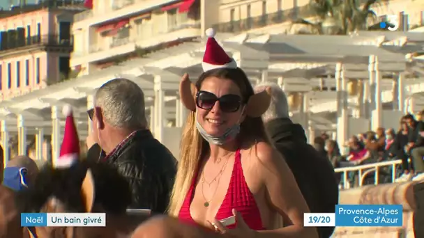 Le traditionnel bain de Noël à Nice a réuni une centaine de personne