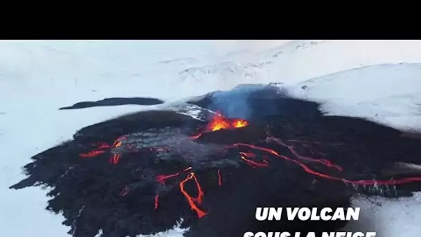 En Islande, les sublimes images du volcan Fagradalsfjall sous la neige