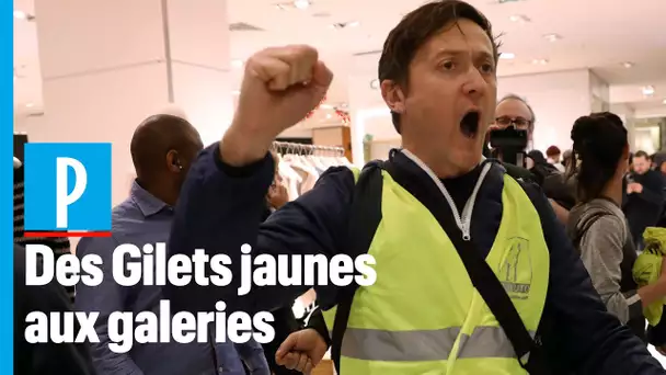 Des Gilets Jaunes s'invitent aux Galeries Lafayette