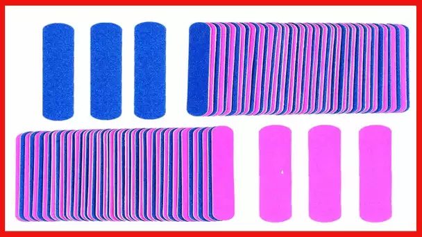 KISEER Mini Nail Files Bulk, 100 Pcs Disposable Double Sided Emery Boards Travel Size for Men, Women