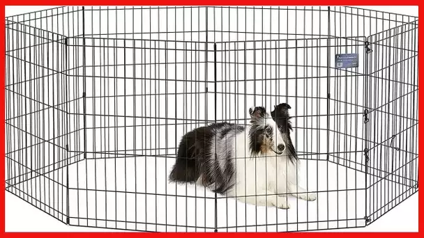 MidWest Foldable Metal Dog Exercise Pen / Pet Playpen, 24"W x 30"H, 1-Year Manufacturer's Warranty