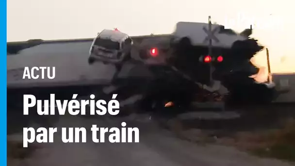 Etats-Unis : un semi-remorque coincé sur les rails violemment heurté par un train