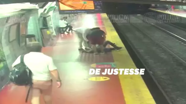 Absorbé par son téléphone, il tombe sur les rails du métro avant que le train n'arrive