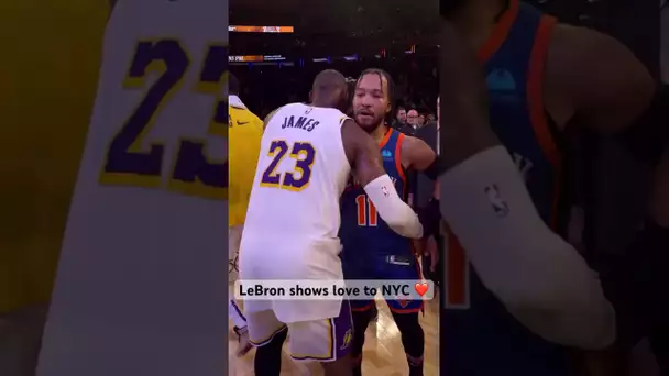 LeBron daps up Jalen Brunson and signs some autographs for fans at MSG! #Shorts