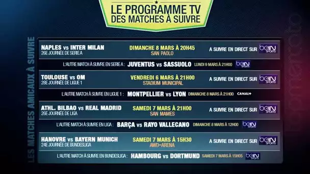 Toulouse-OM, Naples-Inter Milan... Le programme TV des matches du weekend à ne pas rater !
