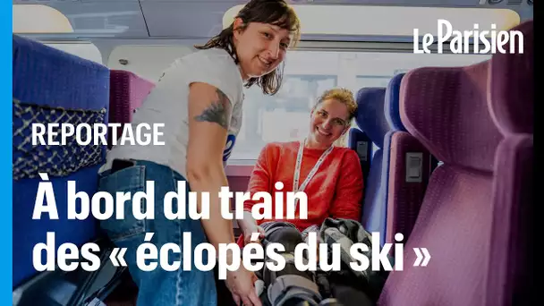 A bord du train des « éclopés du ski » affrété spécialement pour les blessés des sports d’hiver