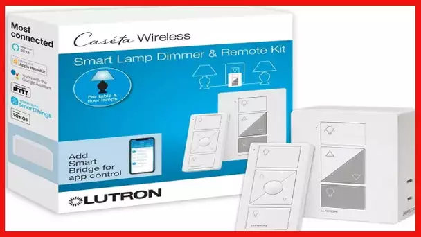 Lutron Caséta Wireless Single-Pole/3-Way Smart Lighting Lamp Dimmer and Remote Kit