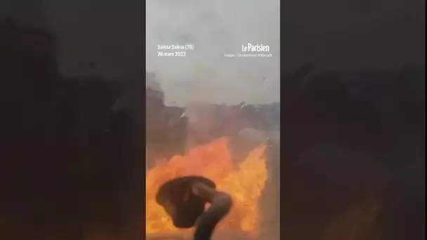 Les images de la manifestation contre les méga-bassines vues d'un camion de la gendarmerie