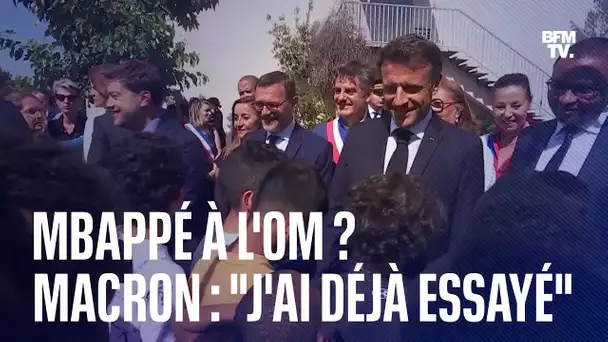 "J'ai déjà essayé": Emmanuel Macron répond à des enfants qui veulent voir Mbappé à l'OM