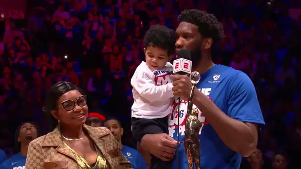 Joel Embiid Shares A Great Moment With His Family As He receives The Kia NBA MVP Trophy |#KiaMVP