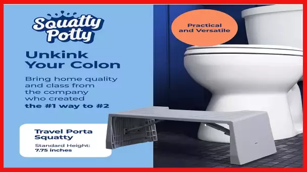 Squatty Potty Porta Traveler Foldable Toilet Stool for Travel, 7" Height, Gray