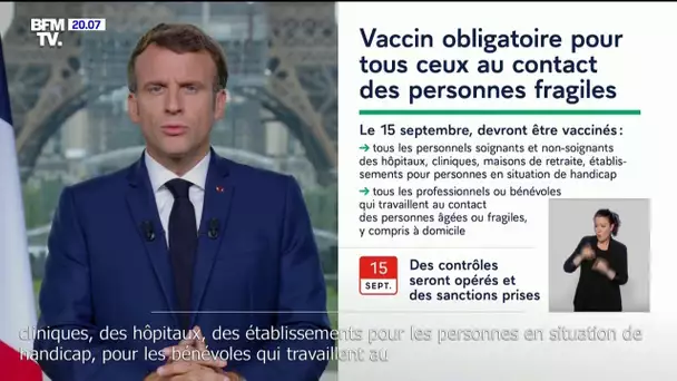 Emmanuel Macron annonce la vaccination obligatoire pour le personnel soignant dès le 15 septembre