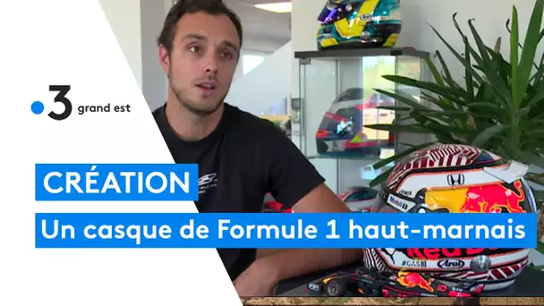 Le casque de Pierre Gasly, pilote de Formule 1, décoré et personnalisé en Haute-Marne