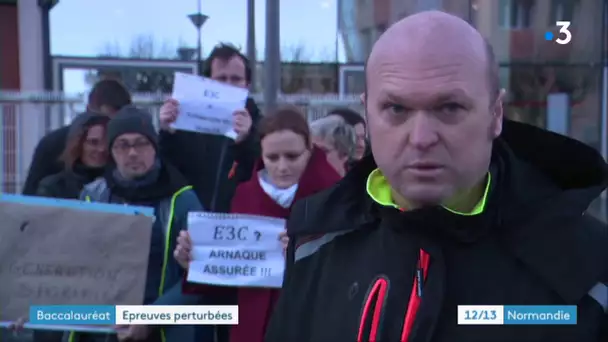 Manifestation des professeurs du lycée Tocqueville de Cherbourg contre la réforme du bac.