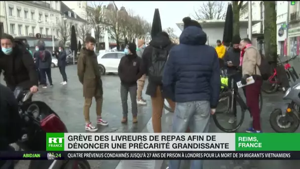 A Reims, des livreurs Uber Eats et Deliveroo en grève pour dénoncer leur précarité