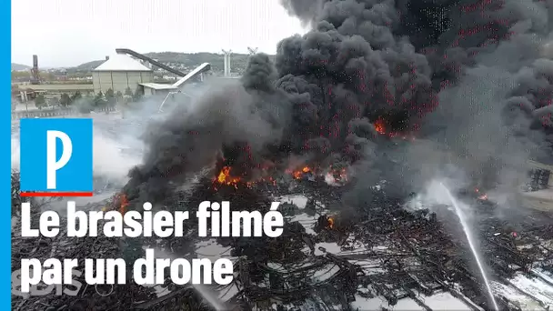 Incendie Rouen : le brasier de l'usine Lubrizol filmé par un drone