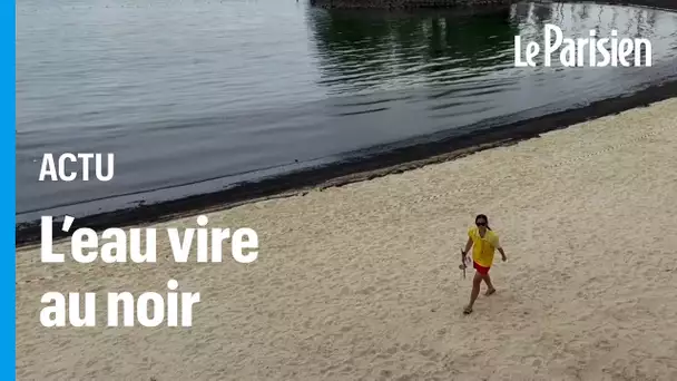 L’eau turquoise a viré au noir sur des plages très touristiques de Singapour