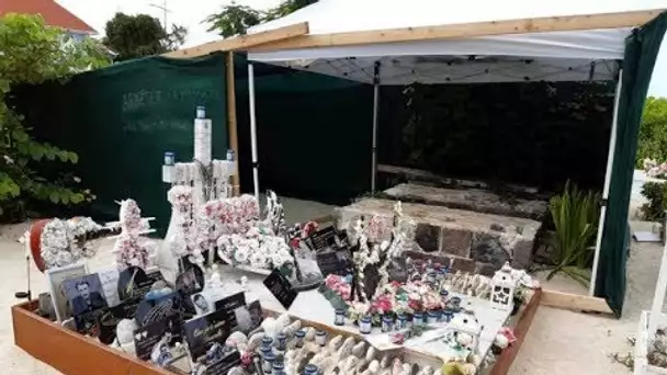 La tombe de Johnny Hallyday attaquée par le sable  Les images au cimetière de Lorient