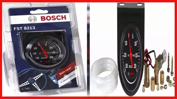 Bosch SP0F000050 Style Line 2" Mechanical Vacuum/Boost Gauge (Black Dial Face, Black Bezel)