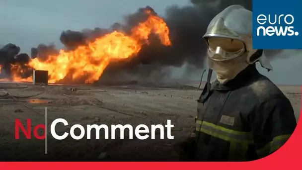 Des pompiers irakiens éteignent le gigantesque incendie d'un puits de pétrole