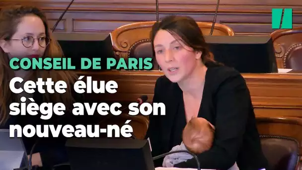 Elle siège avec son nouveau-né et remercie le conseil de Paris pour sa bienveillance