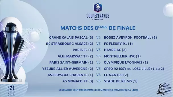 Le tirage complet des 8es de finale I Coupe de France Féminine 2021-2022