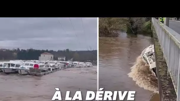 Dans le Lot, une vingtaine de bateaux décrochés et emportés sur plusieurs kilomètres par la crue