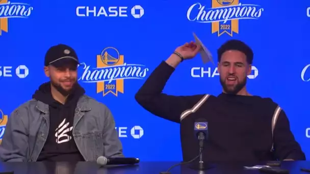Every Time Klay Thompson Made A Paper Airplanes During A Press Conference | #BestOfNBA