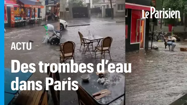 Terrasses et rues inondées : les images impressionnantes de l'orage en Île-de-France