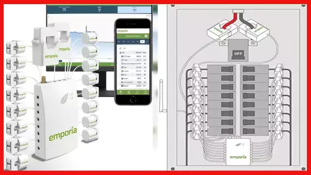 Smart Home Energy Monitor with 16 50A Circuit Level Sensors | Vue - Real Time Electricity Monitor